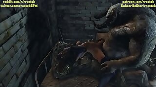 Psylocke copy penetration by Two Monsters in 3D cartoon porn