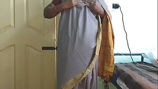desi  indian tamil telugu kannada malayalam hindi sex-mad Great White Father wife vanitha debilitating grey colour saree  showing big boobs with the addition of shaved pussy press hard boobs press nip rubbing pussy censure